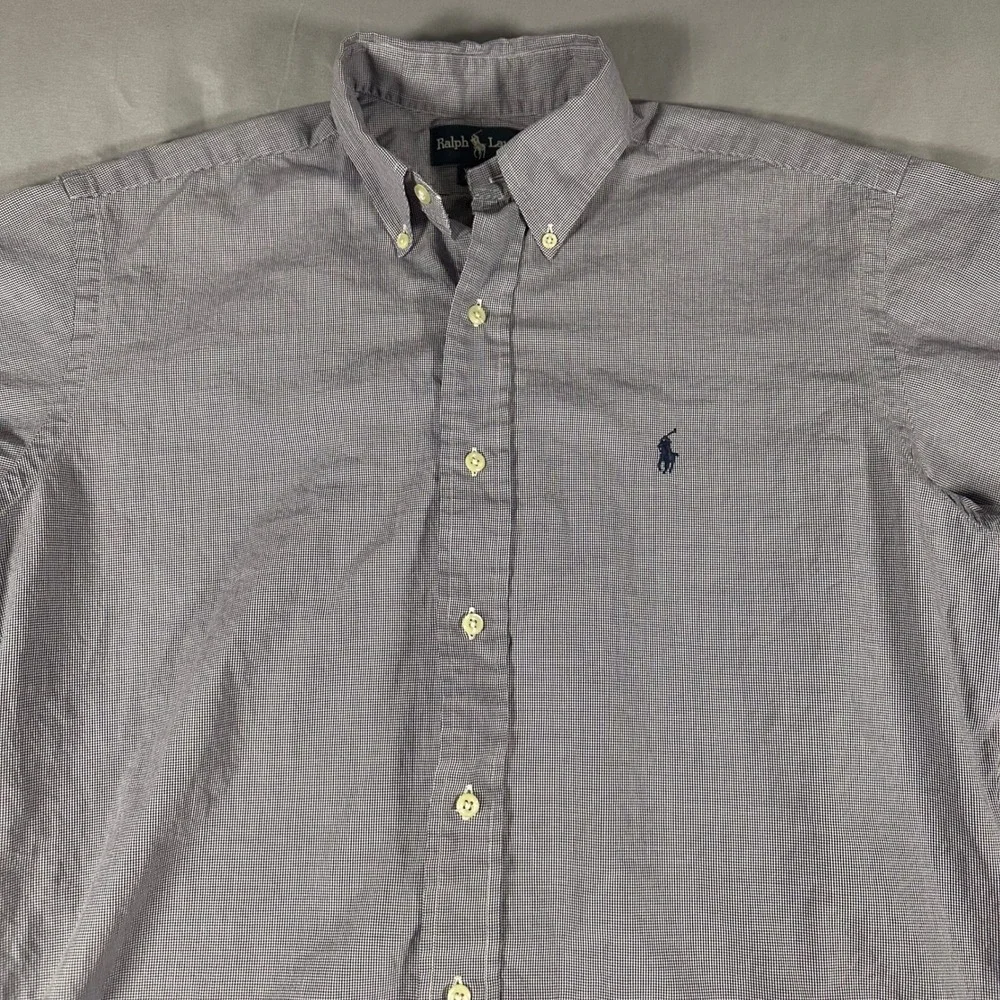 Ralph Lauren Yarmouth Shirt Mens 15 32/33 Blue White Check Cotton Button Down